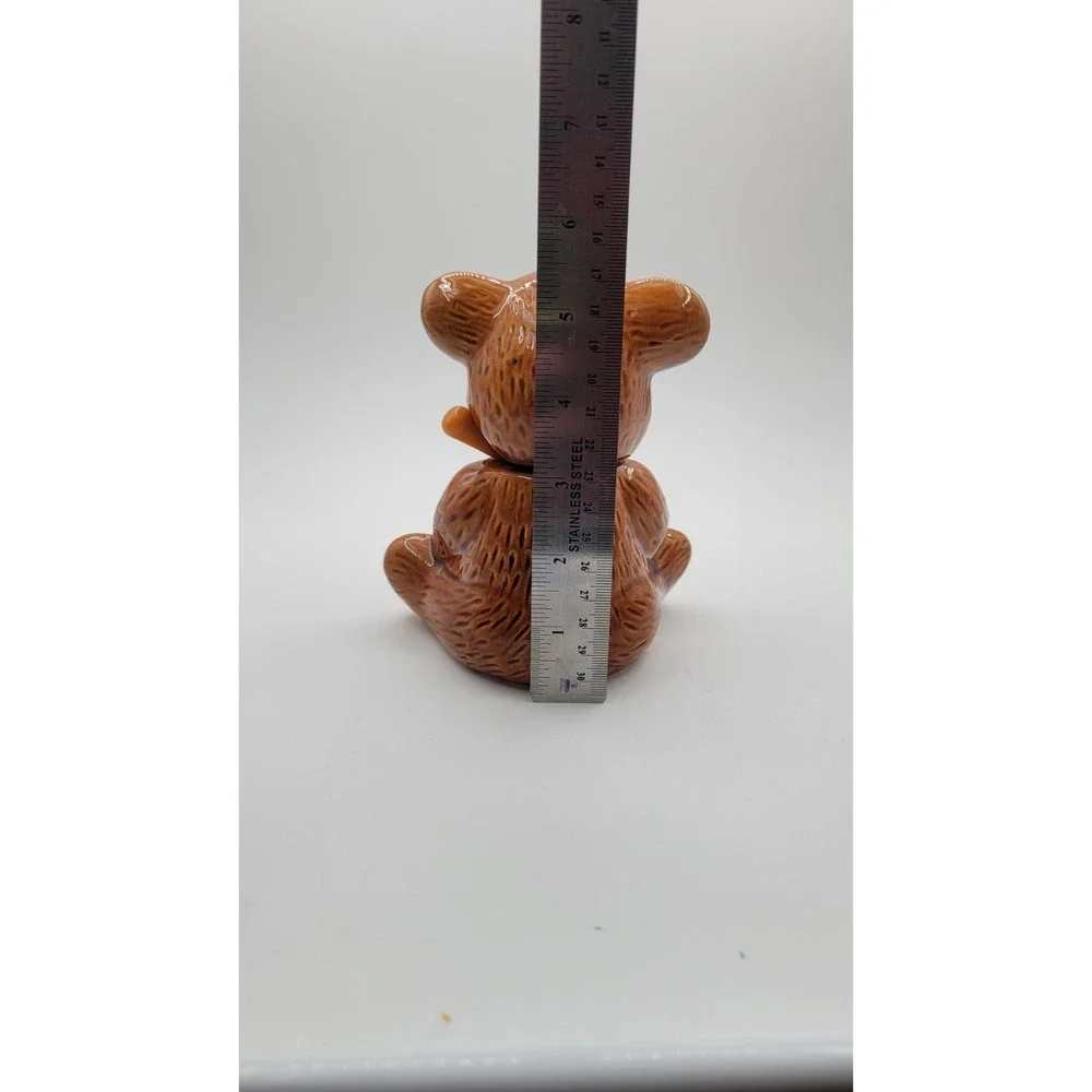 Vintage 1980's Ceramic Honey Bear Pot Jar Lidded Canister‎ Brown